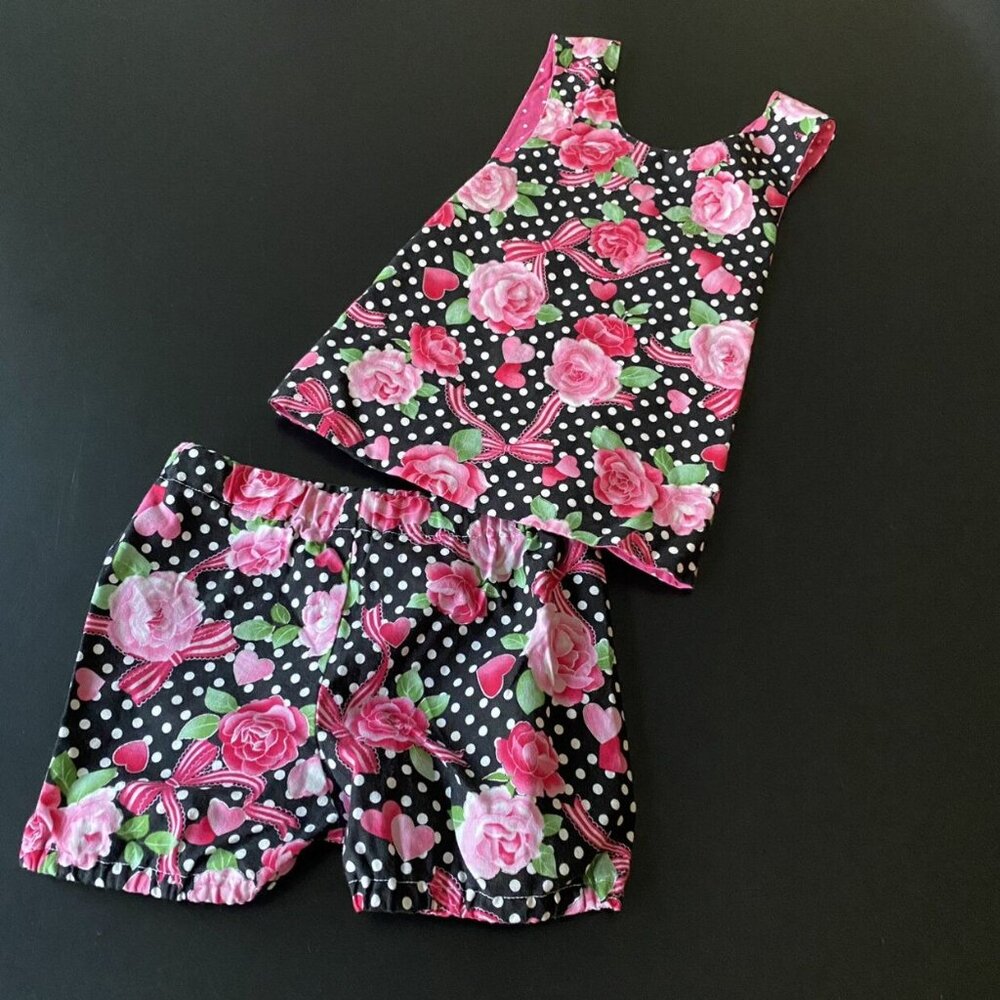 Handmade Small Shop Reversible Pinafore and Bloomers